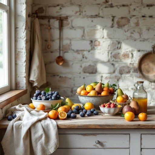 Still life with citrus on a rustic table